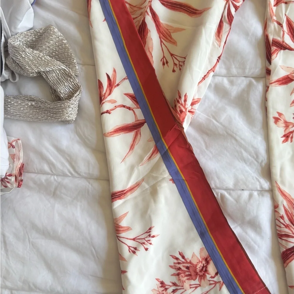 Joie Women's Floral Print Silk Pants with Striped Sides - Picture 5 of 8